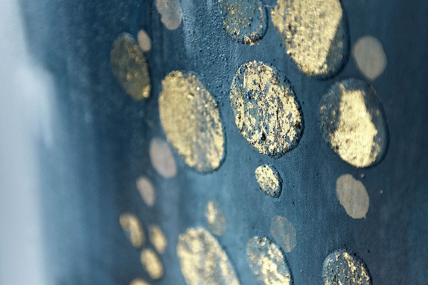 Blue Gold Hand Painted Painting on Canvas, Original Abstract Wall Art, Large Textured Art for Bedroom Living Dining Room
