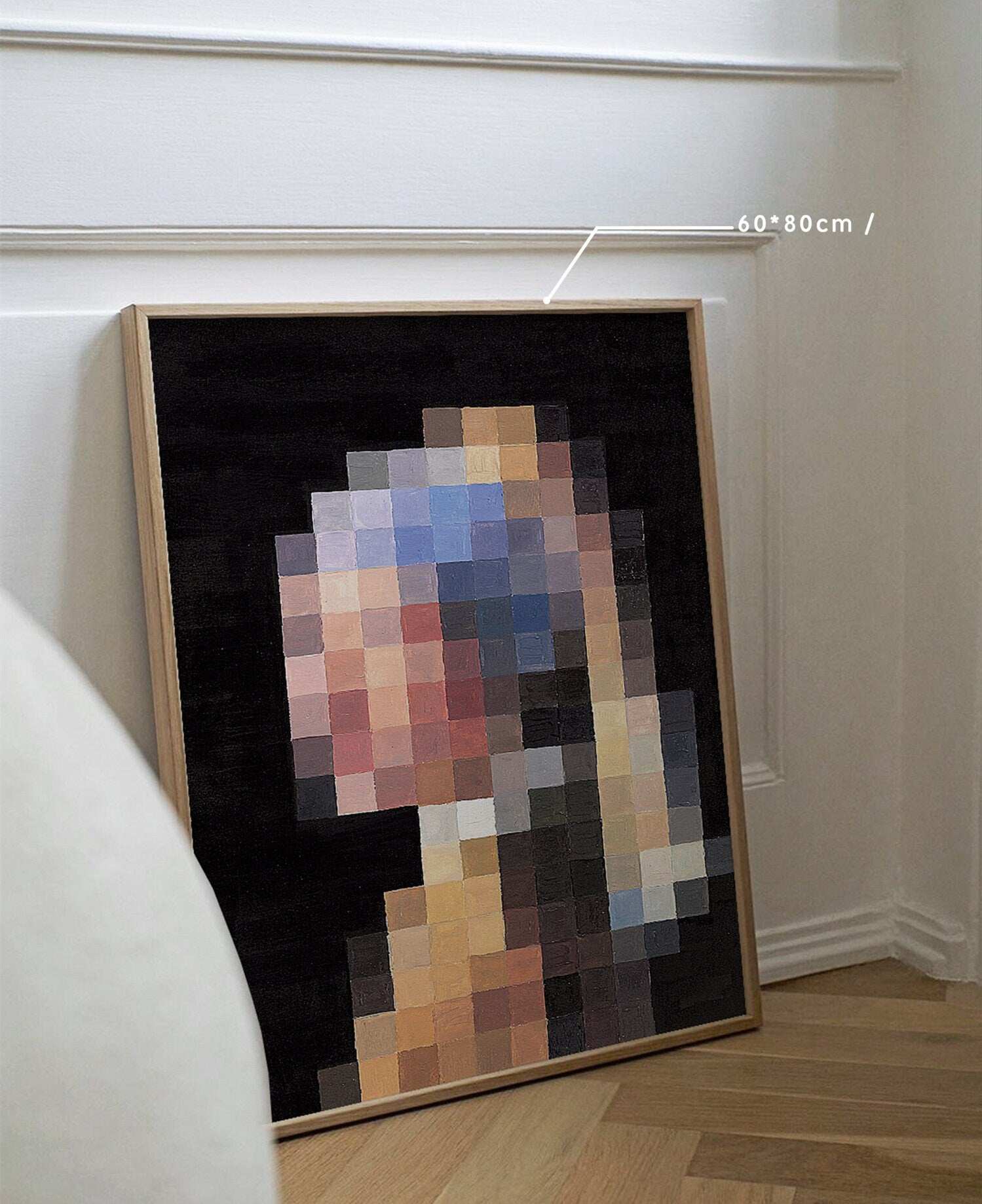 Girl with A Pearl Earring Canvas Painting, Abstract Mosaic Oil Painting, Original Canvas Wall Art