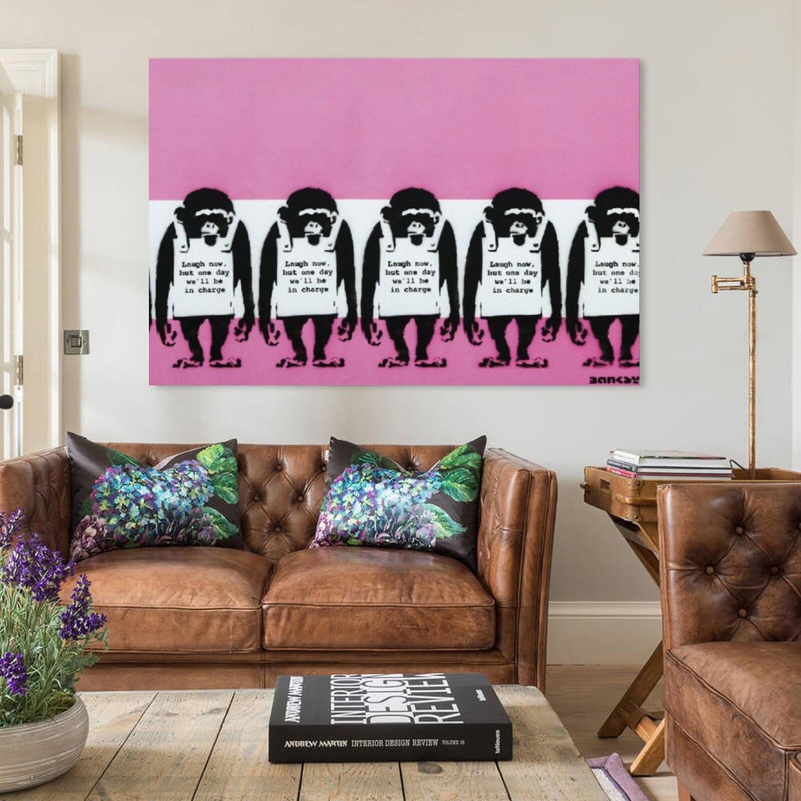 Banksy Laugh Now but one day, Hand Painted Graffiti Wall Art Canvas, Canvas Wall Art, Banksy Art Painting, NOT PRINT