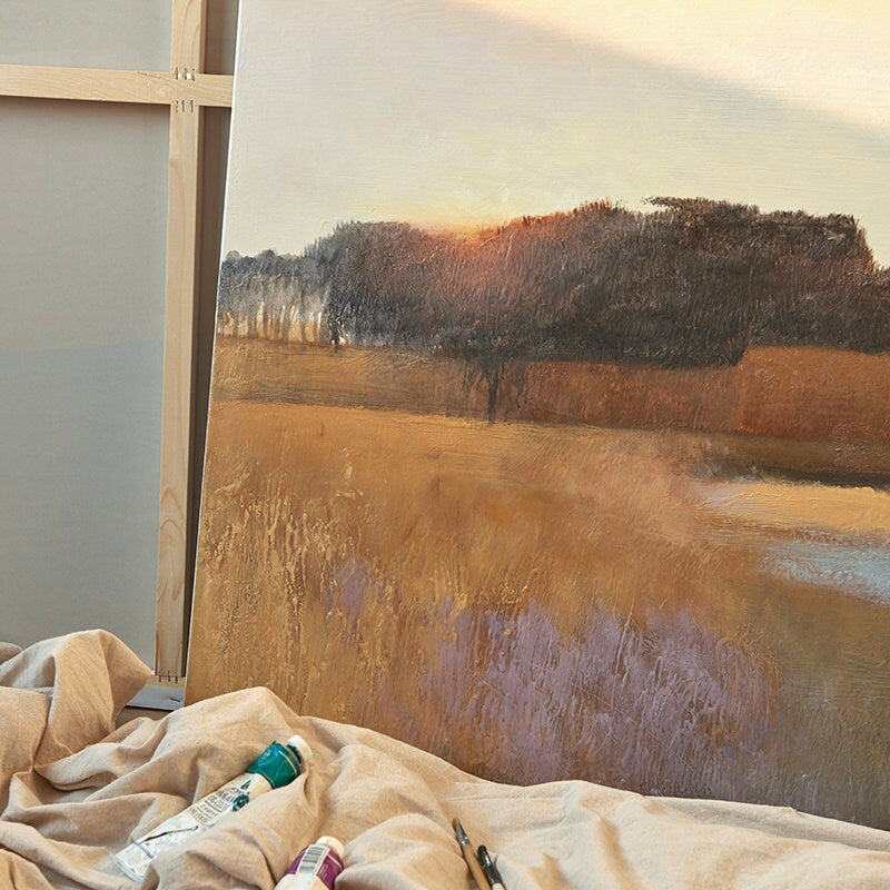 Original Landscape Oil Painting on Canvas, Abstract Landscape Canvas Art, Modern Minimalist Artwork for Bedroom
