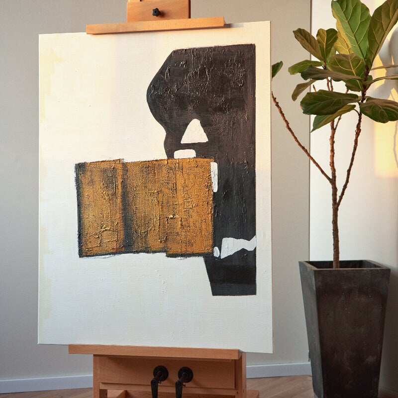 Brown and Black Canvas Wall Art, Abstract Oil Painting on Canvas, Original Textured Acrylic Art