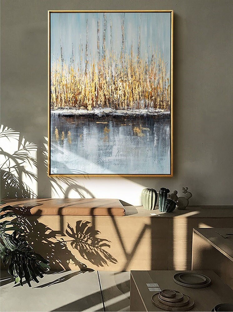Gray and Gold Textured Wall Art, Abstract Canvas Wall Art, Original Acrylic Painting on Canvas, Art for Bedroom