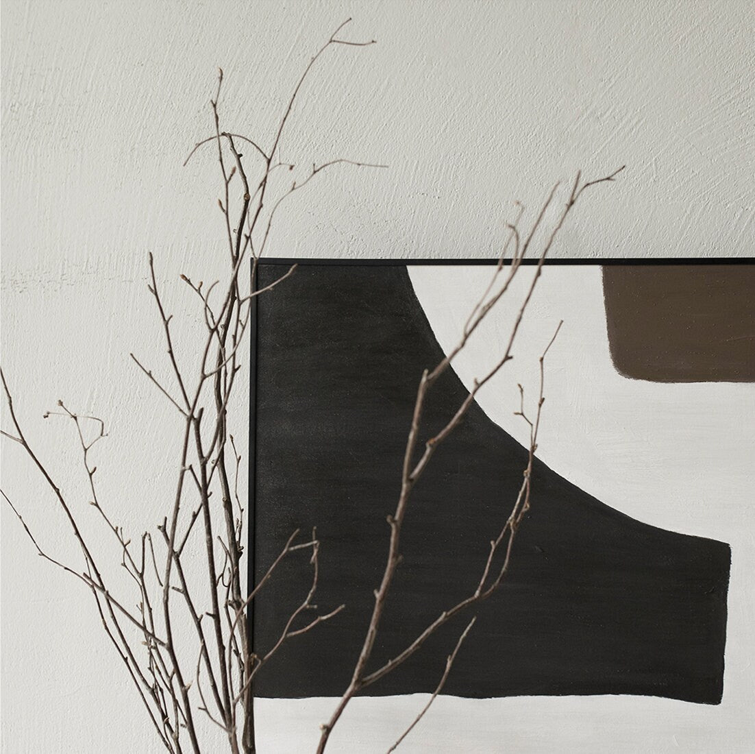 Minimalist Canvas Wall Art, Black and Brown Abstract Painting, Large Acrylic Painting on Canvas, Modern Wall Decor
