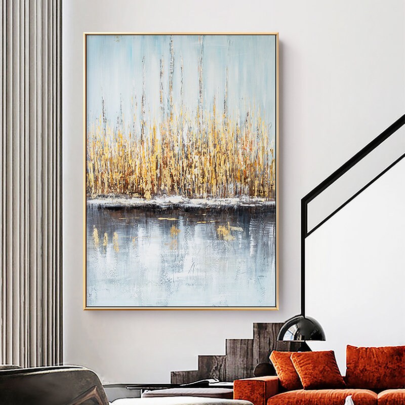 Gray and Gold Textured Wall Art, Abstract Canvas Wall Art, Original Acrylic Painting on Canvas, Art for Bedroom
