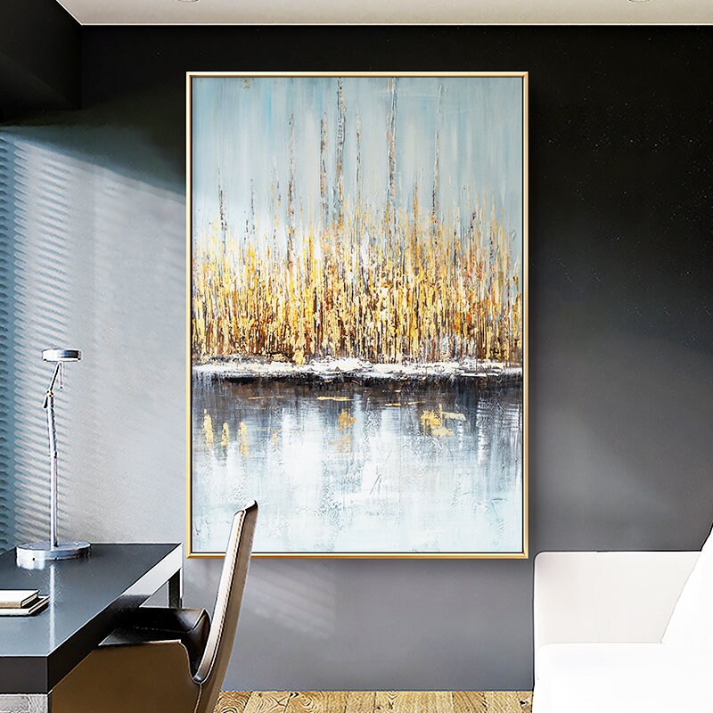 Gray and Gold Textured Wall Art, Abstract Canvas Wall Art, Original Acrylic Painting on Canvas, Art for Bedroom