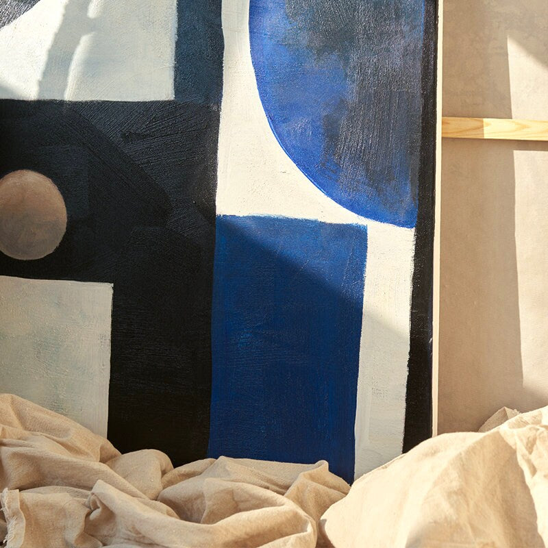 Extra Large Canvas Wall Art, Blue and Black Abstract Oil Painting, Original Acrylic Painting on Canvas, Modern Art for…