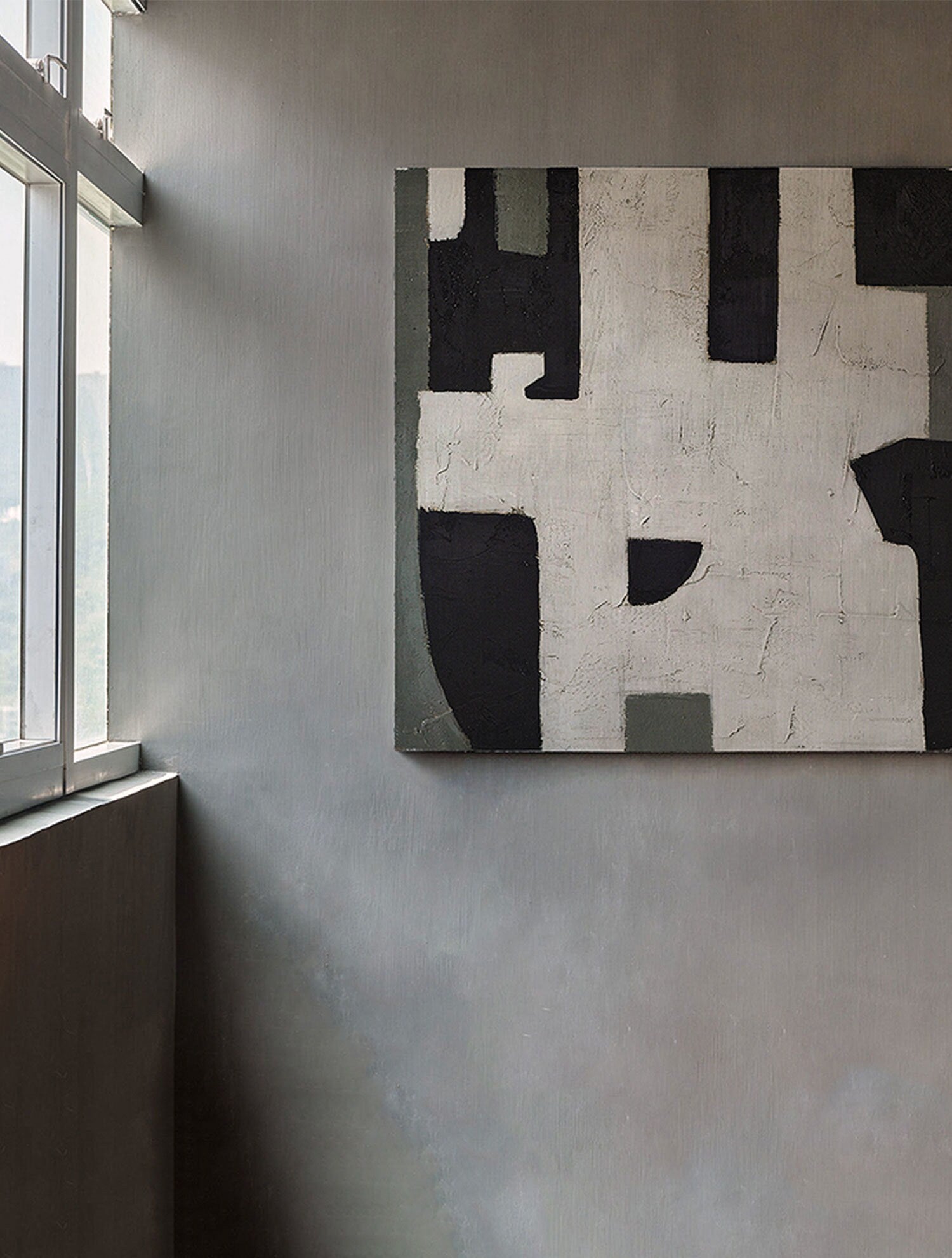 Original Pale Green and Grey Painting on Canvas, Extra Large Canvas Wall Art, Abstract Minimalist Acrylic Painting, Living…