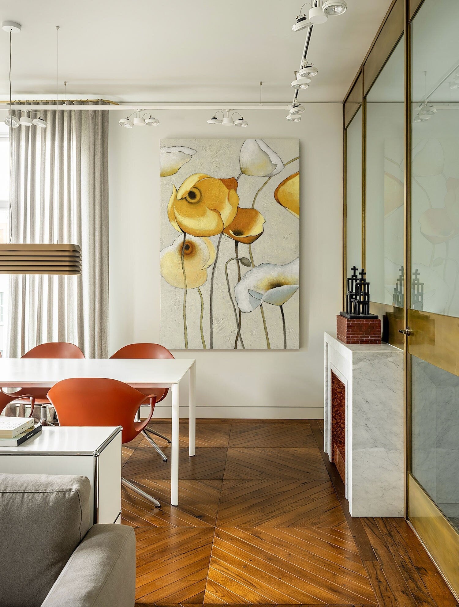 Original Floral Painting on Canvas, Abstract Flower Acrylic Painting, Large Canvas Wall Art