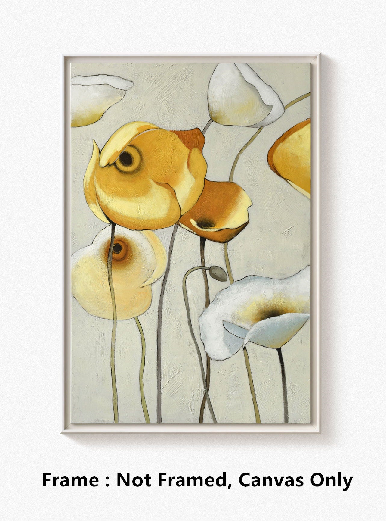 Original Floral Painting on Canvas, Abstract Flower Acrylic Painting, Large Canvas Wall Art