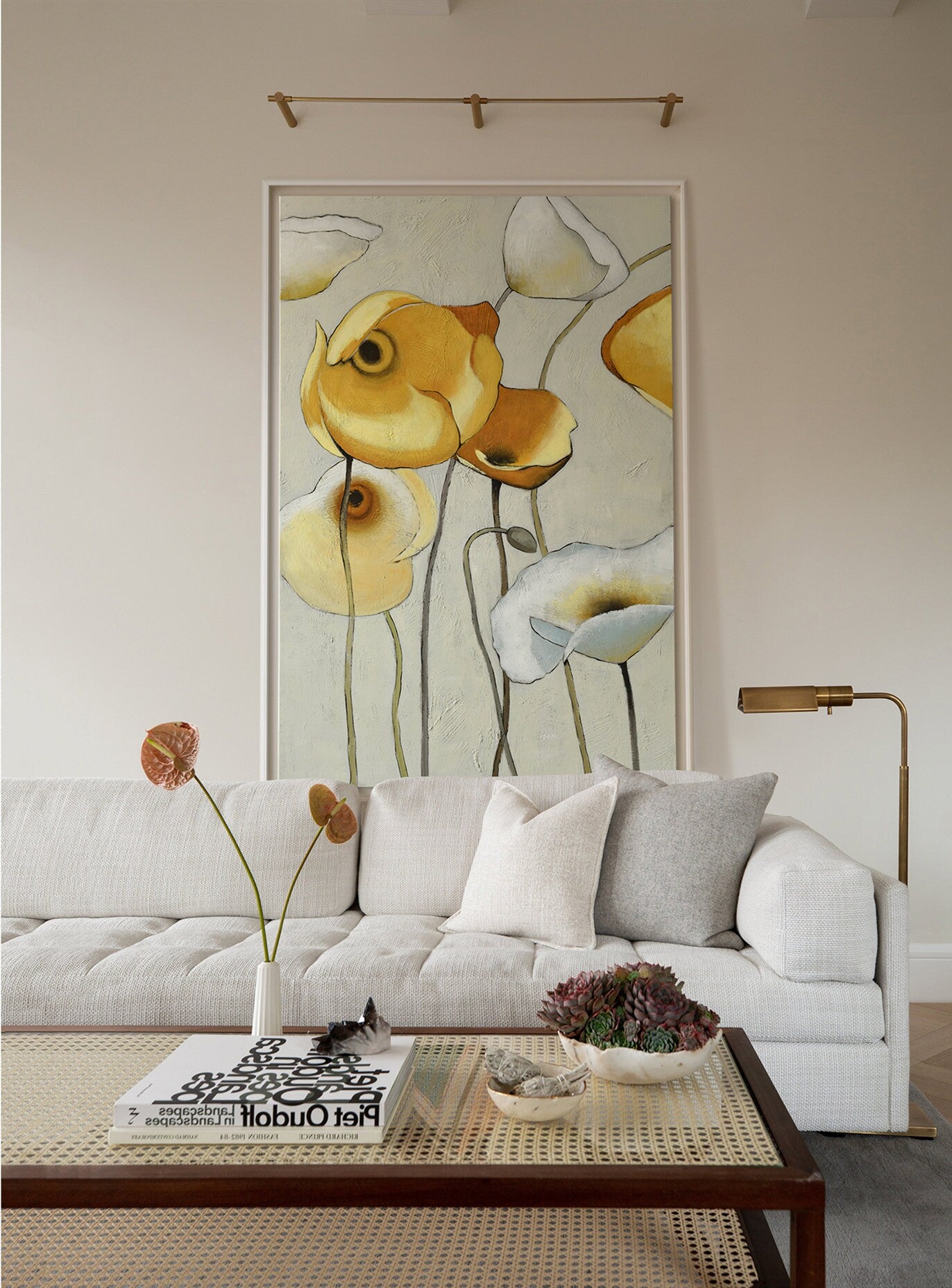 Original Floral Painting on Canvas, Abstract Flower Acrylic Painting, Large Canvas Wall Art