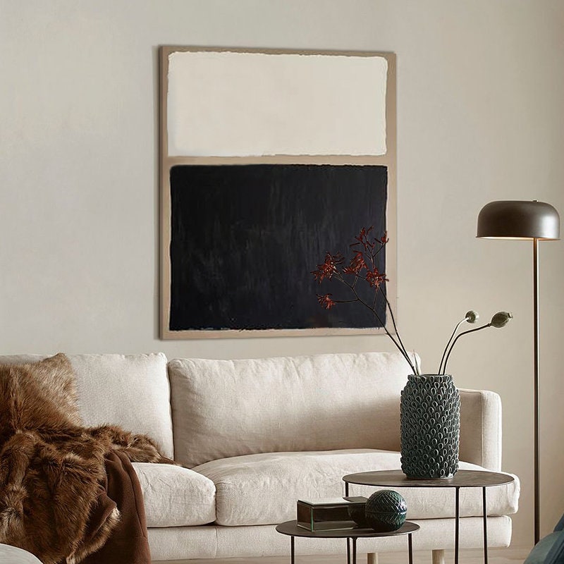 Abstract Canvas Wall Art, Original Grey Beige Navy Painting on Canvas, Large Textured Acrylic Room Decor