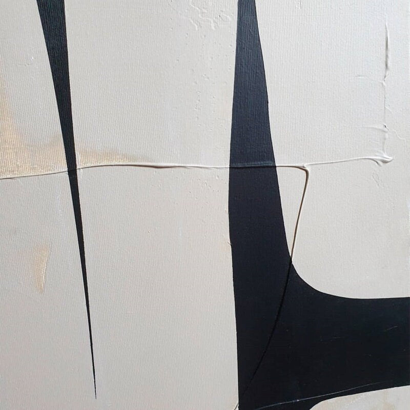 Grey and Black Oil Painting, Large Abstract Canvas Wall Art, Minimalist Wall Painting on Canvas, Black Wall Decor for…