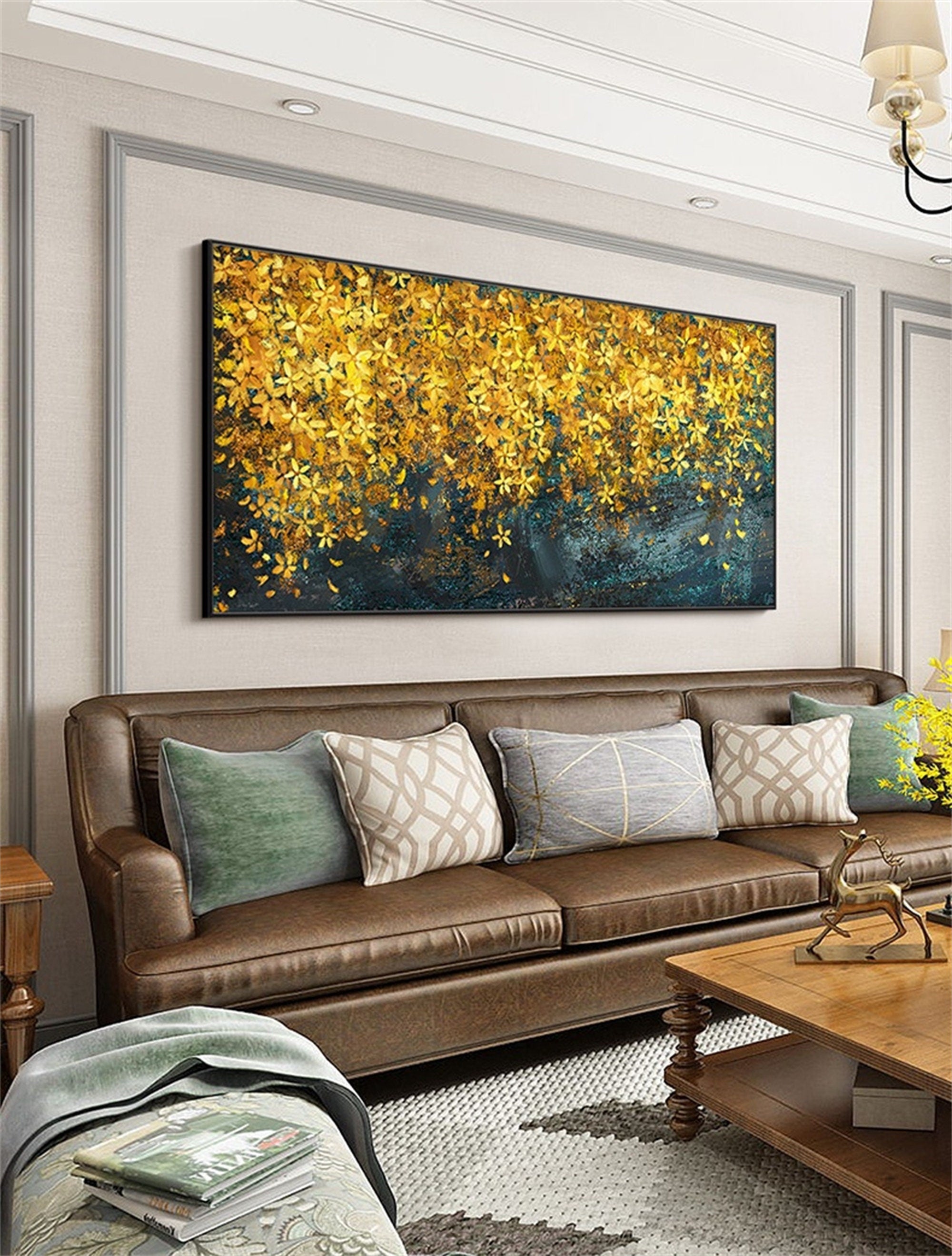 Original Floral Painting on Canvas, Abstract Flower Acrylic Painting, Large Canvas Wall Art