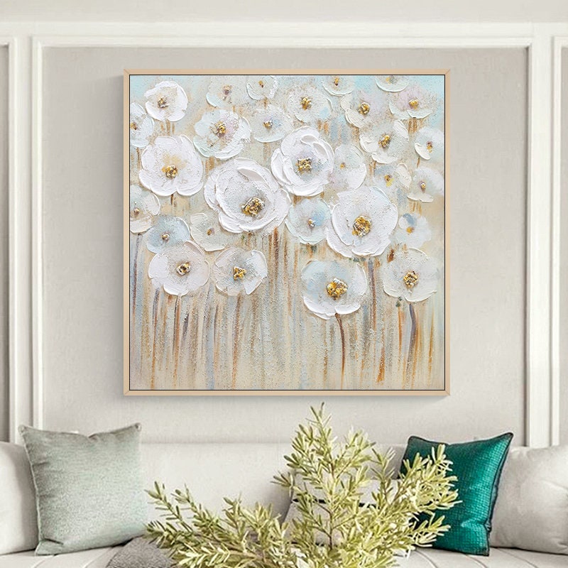 Flower Canvas Wall Art, Original Abstract Flower Oil Painting, Floral Canvas Art, Large Canvas Wall Art