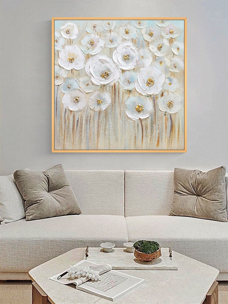 Flower Canvas Wall Art, Original Abstract Flower Oil Painting, Floral Canvas Art, Large Canvas Wall Art