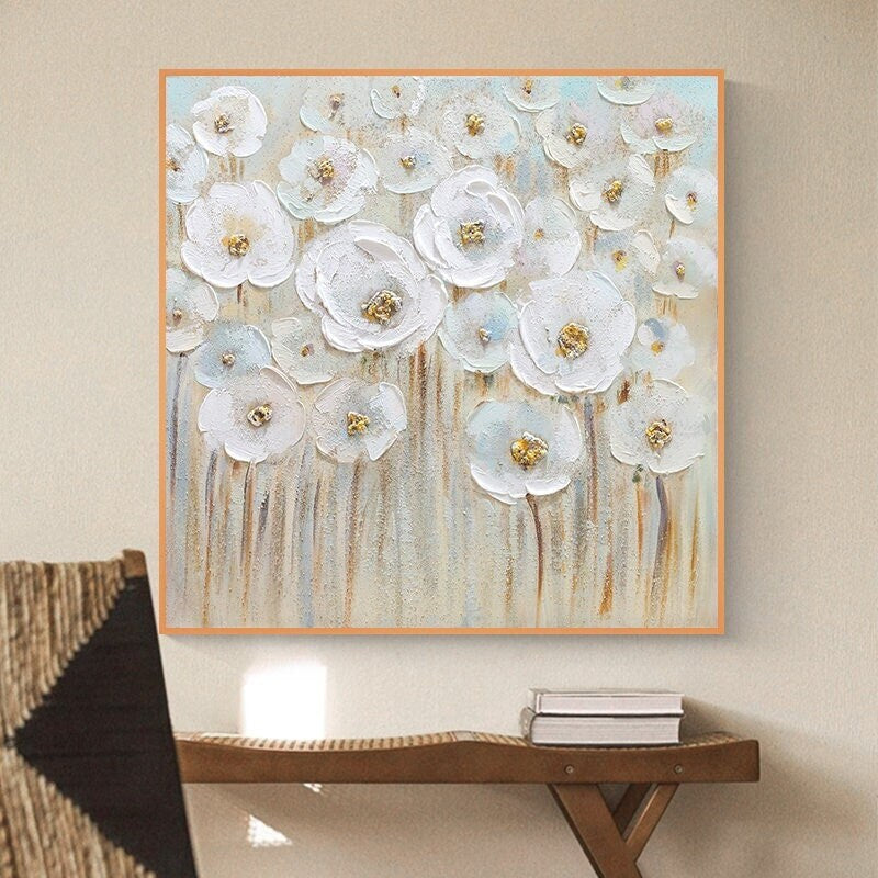 Flower Canvas Wall Art, Original Abstract Flower Oil Painting, Floral Canvas Art, Large Canvas Wall Art