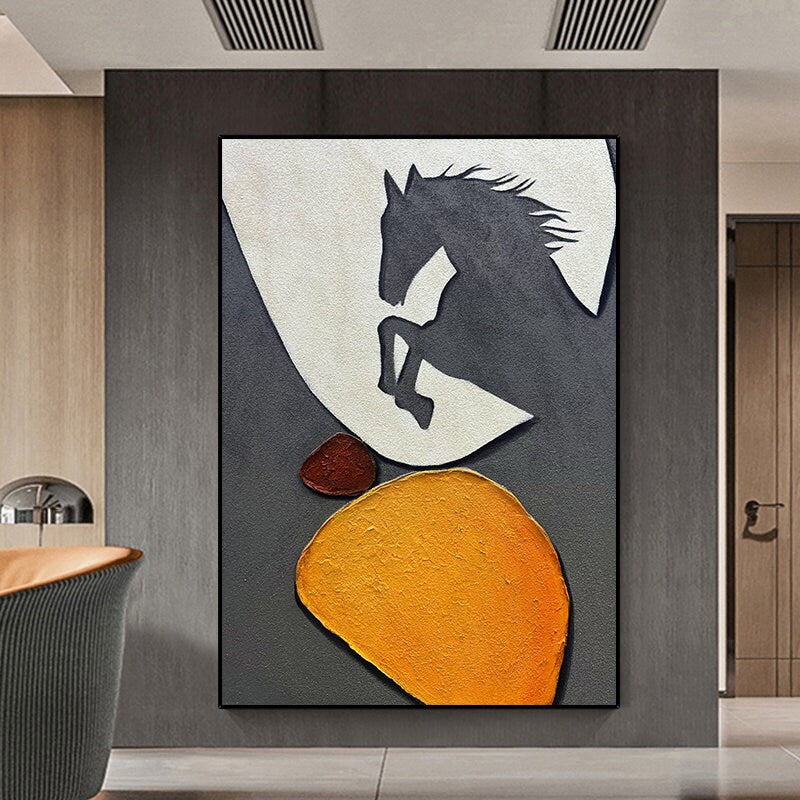 Abstract Horse Oil painting on Canvas, Original Textured Horse Canvas Wall Art, Modern Animal Painting for Living Room, Art…