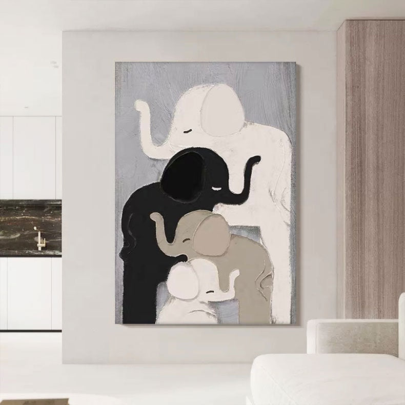 Abstract Elephant Oil painting on Canvas, Large Original Elephant Canvas Wall Art, Modern Animal Painting for Living Room,…
