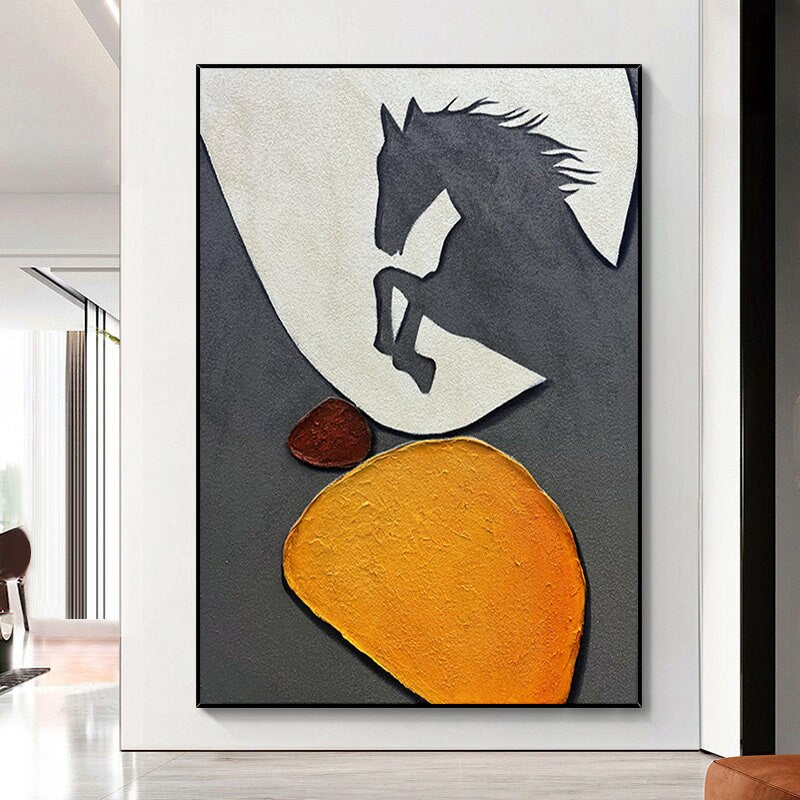 Abstract Horse Oil painting on Canvas, Original Textured Horse Canvas Wall Art, Modern Animal Painting for Living Room, Art…