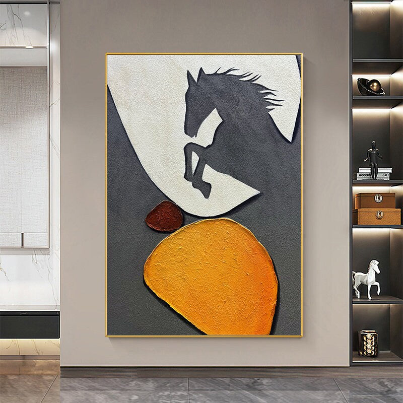 Abstract Horse Oil painting on Canvas, Original Textured Horse Canvas Wall Art, Modern Animal Painting for Living Room, Art…