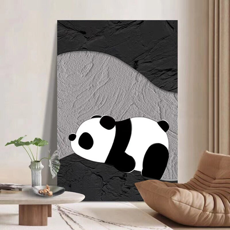 Abstract Panda Oil painting on Canvas, Large Original Elephant Canvas Wall Art, Modern Animal Painting for Living Room, Art…