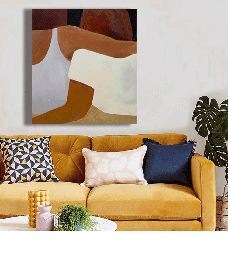 Abstract Canvas Wall Art, Minimalist Modern Oil Painting on Canvas, Original Acrylic Canvas Art for Bedroom