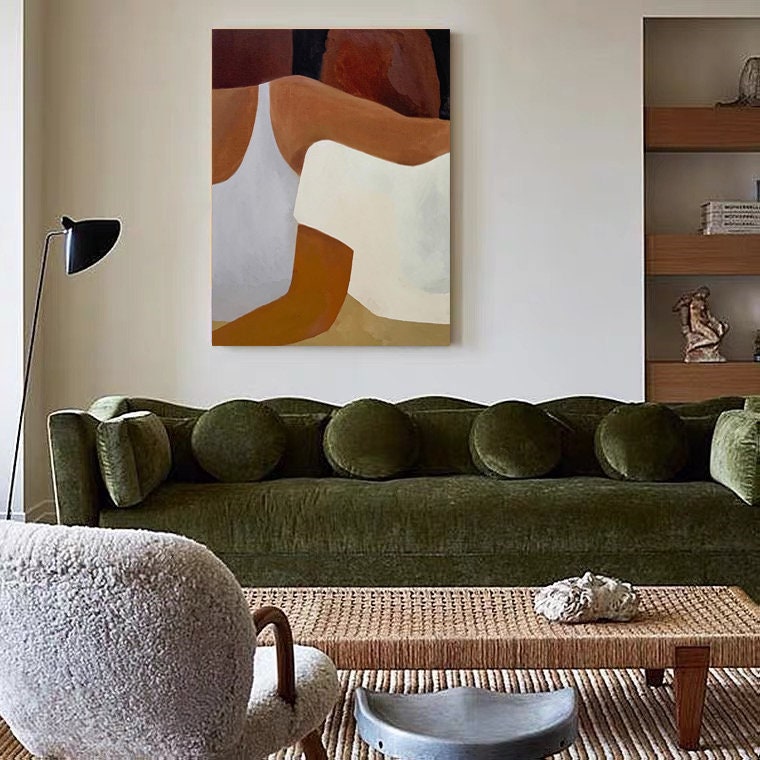 Abstract Canvas Wall Art, Minimalist Modern Oil Painting on Canvas, Original Acrylic Canvas Art for Bedroom