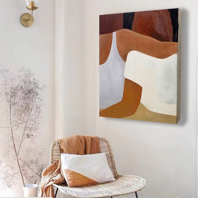 Abstract Canvas Wall Art, Minimalist Modern Oil Painting on Canvas, Original Acrylic Canvas Art for Bedroom