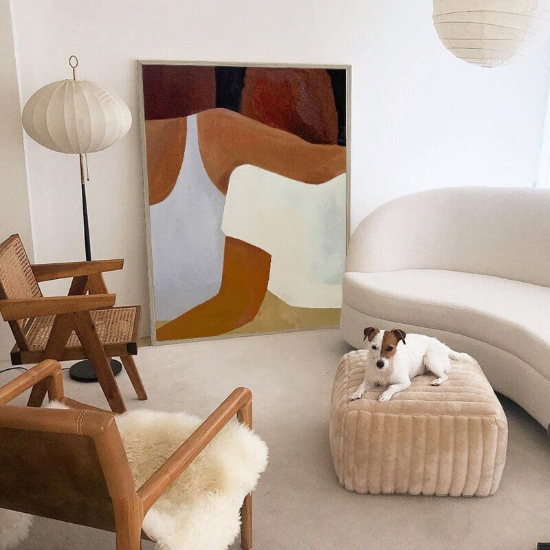 Abstract Canvas Wall Art, Minimalist Modern Oil Painting on Canvas, Original Acrylic Canvas Art for Bedroom