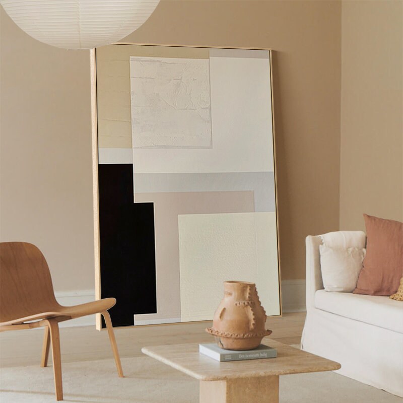Wabi Sabi Wall Art, Brown Abstract Acrylic Art, Original Abstract Oil Painting on Canvas, Modern Canvas Artwork for Bedroom