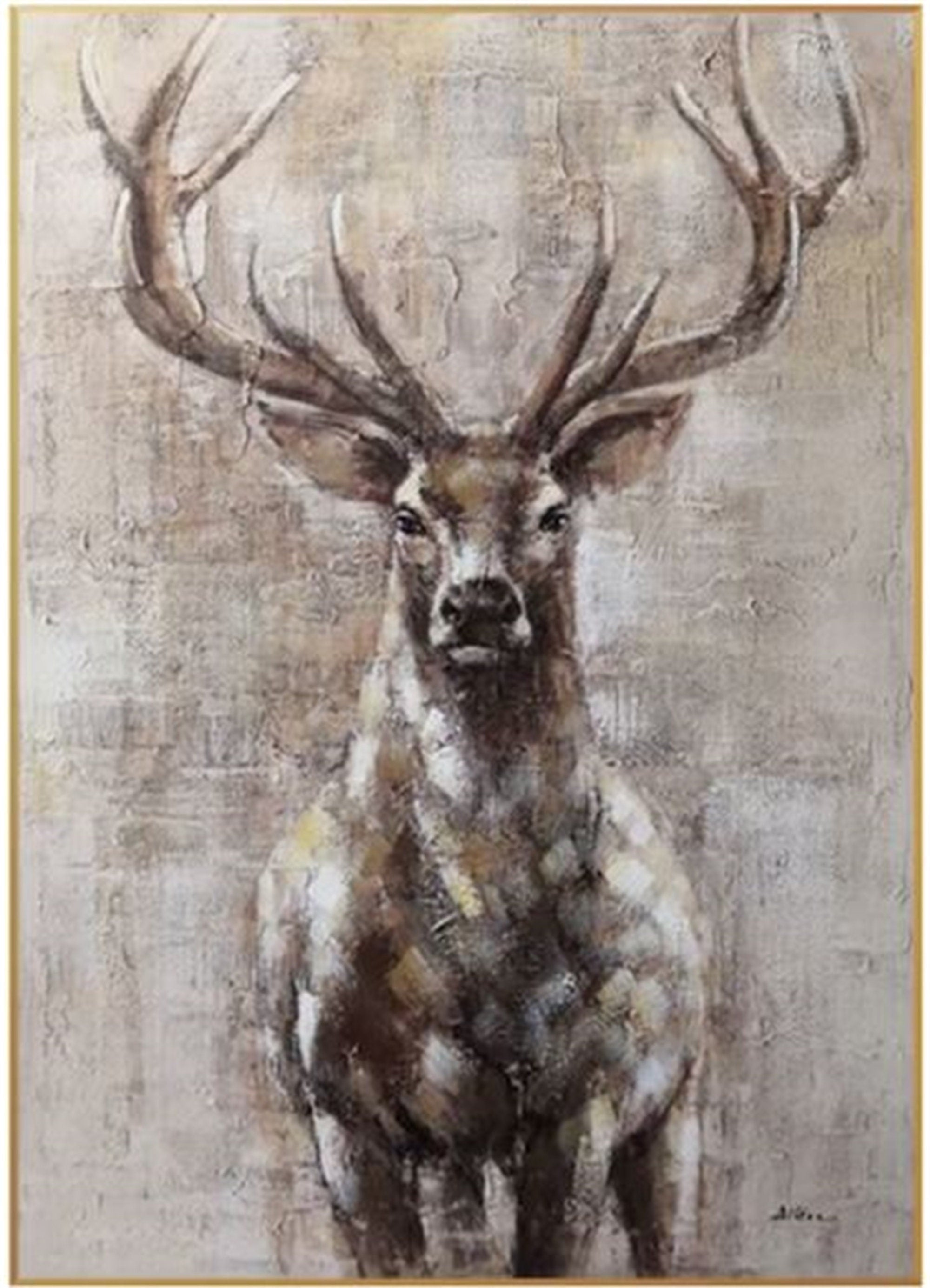 Large Abstract Deer Oil Painting on Canvas, Original and Hand-painted Stag Canvas Wall Art, Modern Animal Painting for Living…
