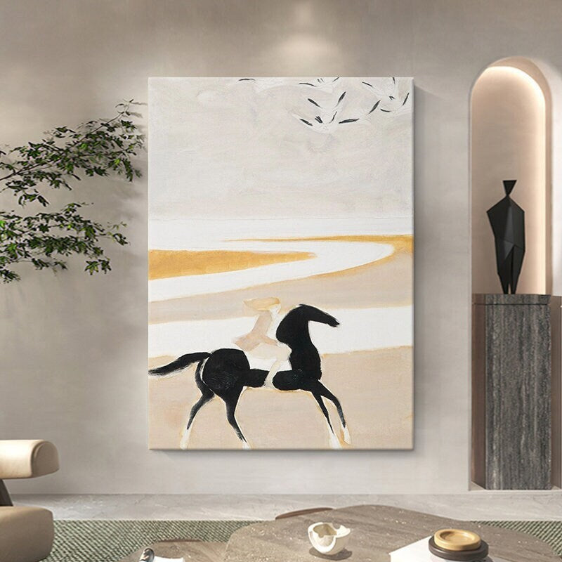 Abstract Horse Oil painting on Canvas, Original Textured Horse Canvas Wall Art, Modern Animal Painting for Living Room, Art…