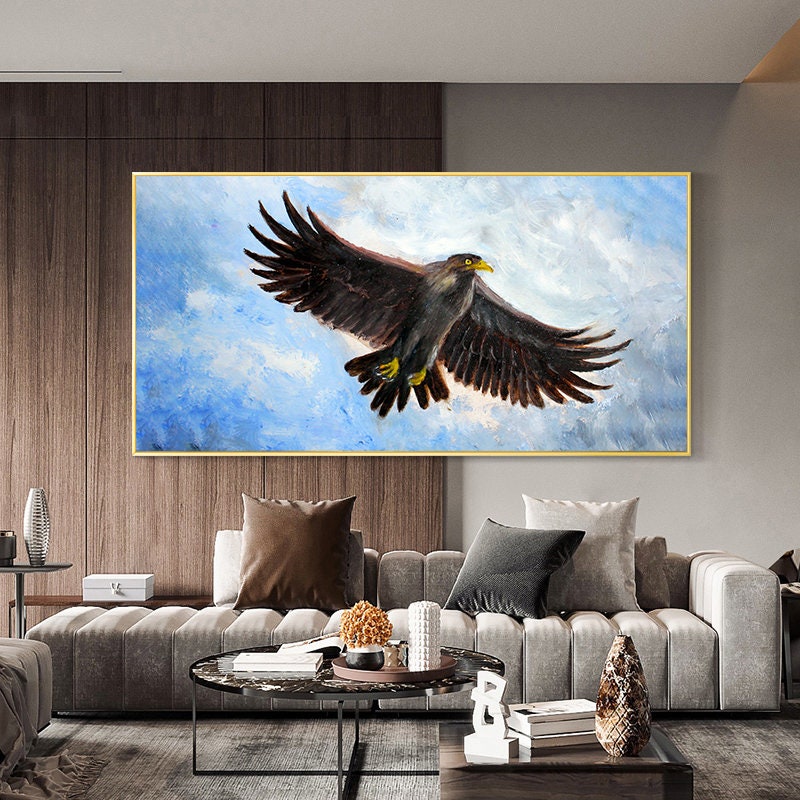 Original Eagle Oil Painting on Canvas,Modern Animal Wall Art,Boho Wall Decor,Wildlife Art,Eagle Wall Decor,Living Room Wall…