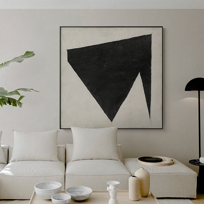 Original Grey and Black Oil Painting on Canvas, Extra Large Geometric Canvas Wall Art, Abstract Minimalist Acrylic Painting,…