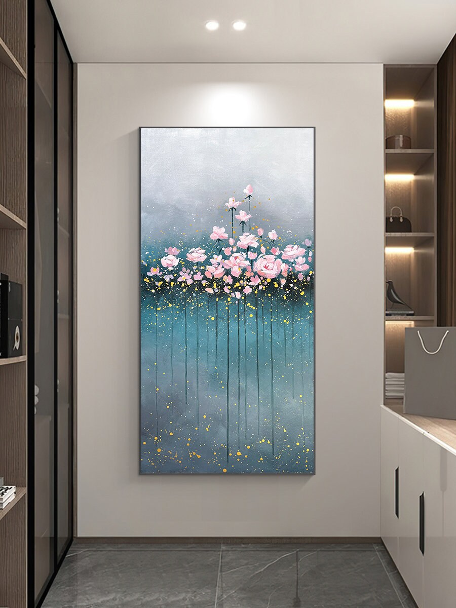 Flower Canvas Wall Art, Original Floral Painting on Canvas, Abstract Flower Acrylic Painting, Large Canvas Wall Art, Ready to…