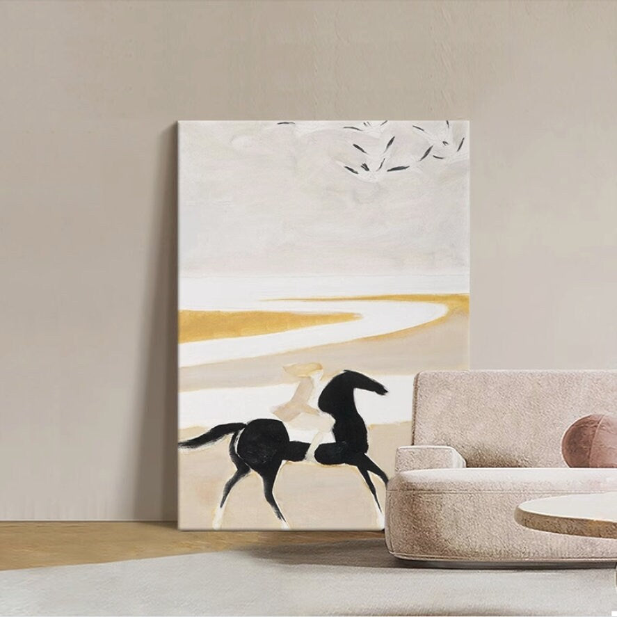 Abstract Horse Oil painting on Canvas, Original Textured Horse Canvas Wall Art, Modern Animal Painting for Living Room, Art…