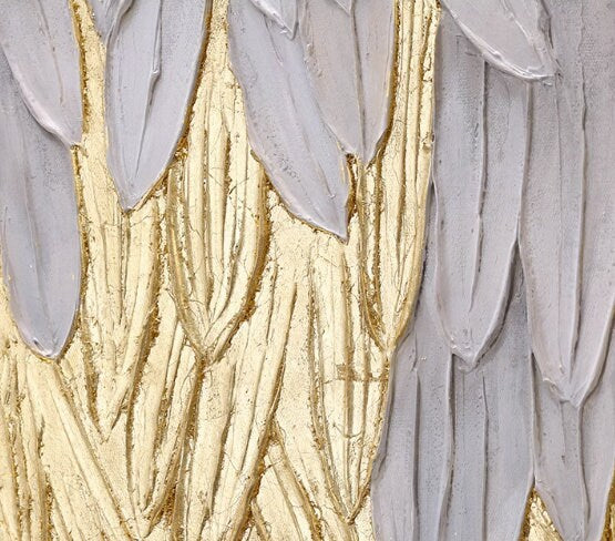 Original Feather Oil Painting on Canvas, Large Abstract Feather Wings Canvas Wall Art, Modern Minimalist Artwork for Living…