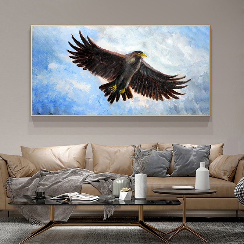Original Eagle Oil Painting on Canvas,Modern Animal Wall Art,Boho Wall Decor,Wildlife Art,Eagle Wall Decor,Living Room Wall…