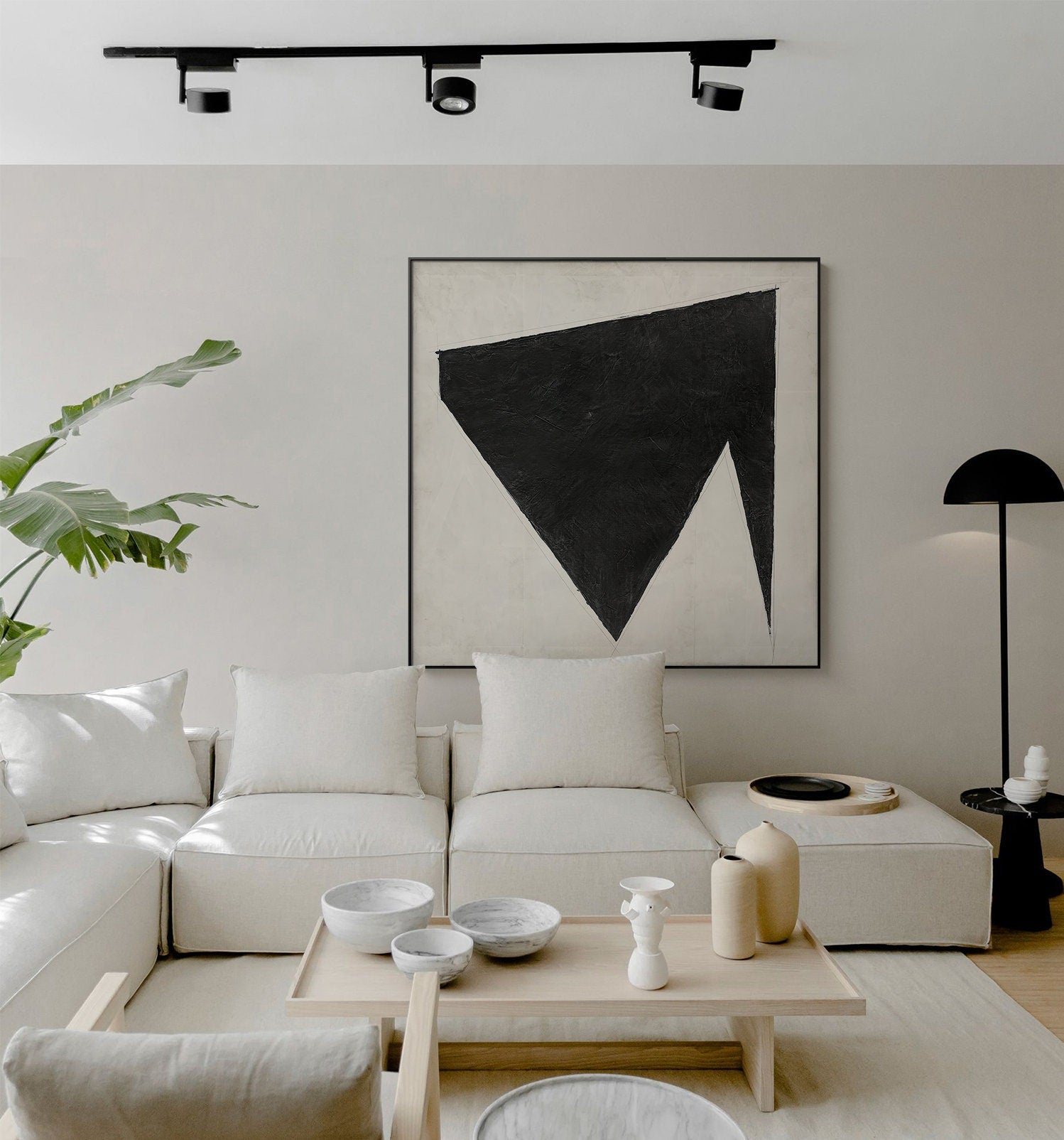 Original Grey and Black Oil Painting on Canvas, Extra Large Geometric Canvas Wall Art, Abstract Minimalist Acrylic Painting,…