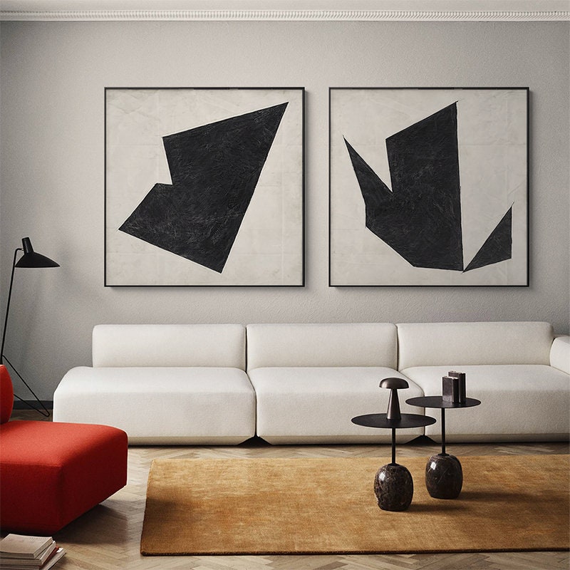 Original Grey and Black Oil Painting on Canvas, Extra Large Geometric Canvas Wall Art, Abstract Minimalist Acrylic Painting,…