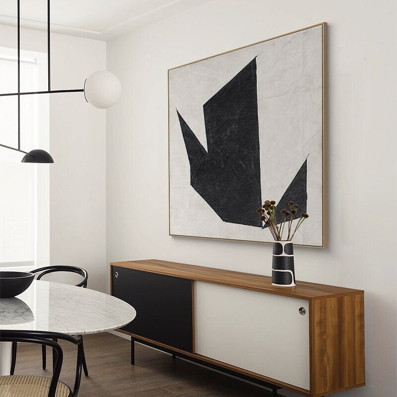 Original Grey and Black Oil Painting on Canvas, Extra Large Geometric Canvas Wall Art, Abstract Minimalist Acrylic Painting,…