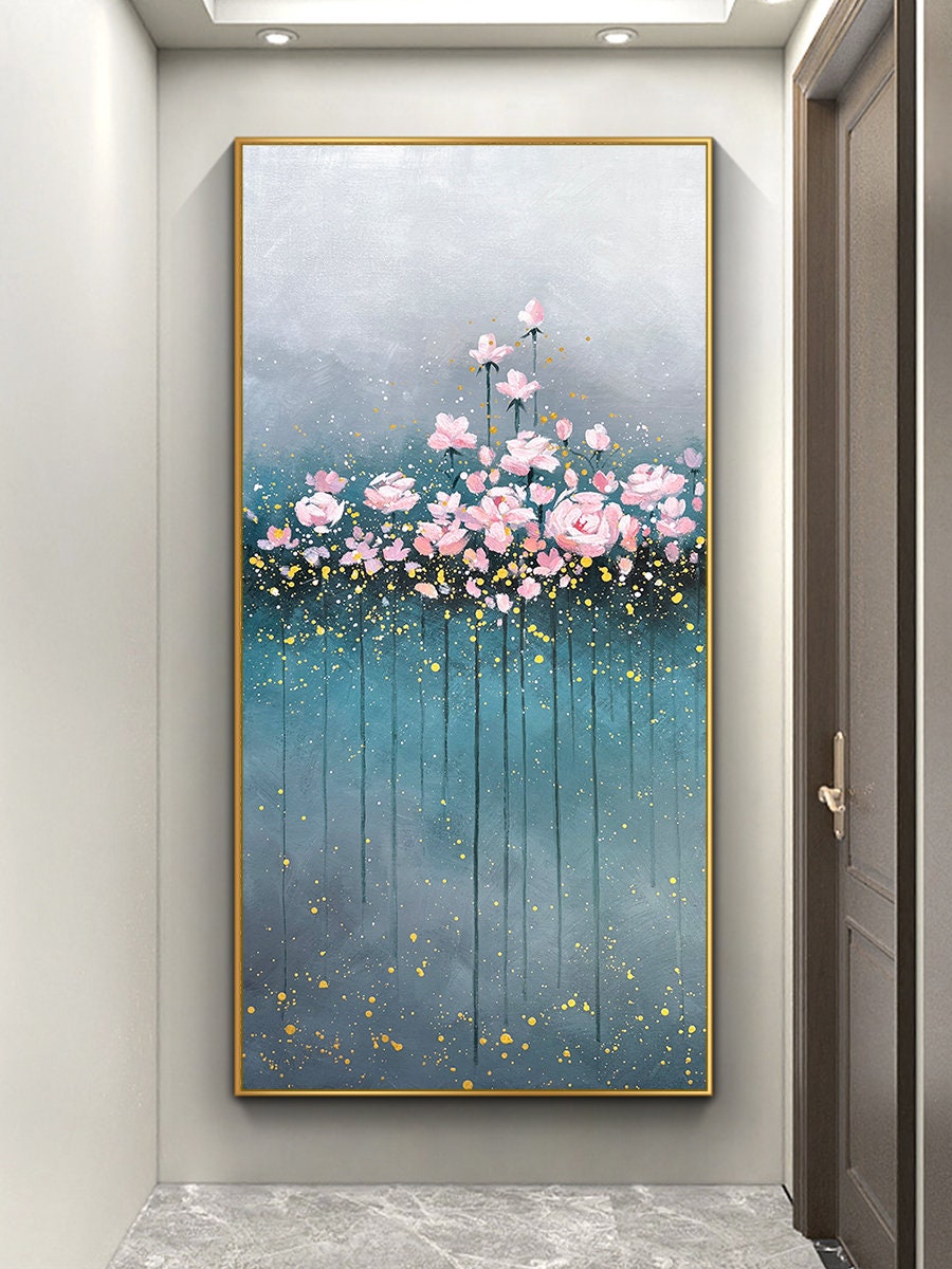 Flower Canvas Wall Art, Original Floral Painting on Canvas, Abstract Flower Acrylic Painting, Large Canvas Wall Art, Ready to…