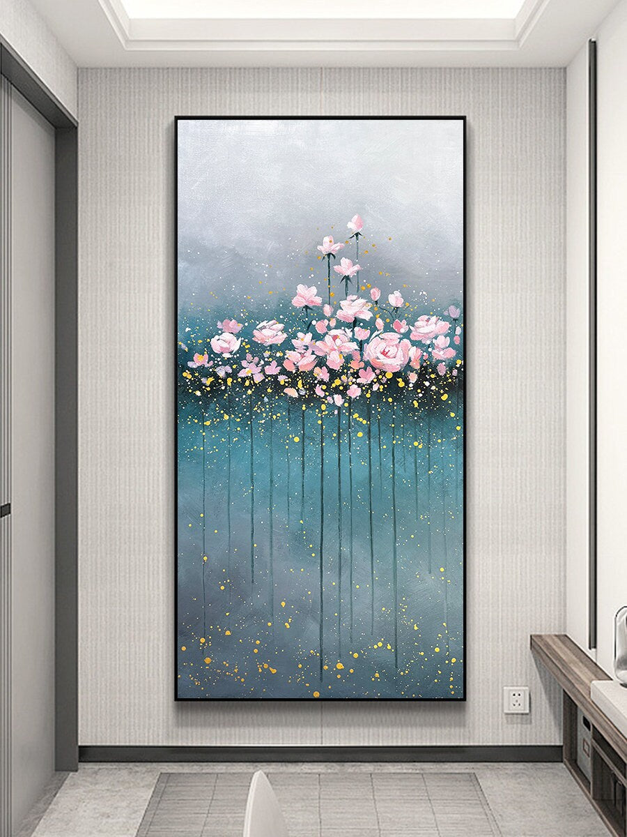 Flower Canvas Wall Art, Original Floral Painting on Canvas, Abstract Flower Acrylic Painting, Large Canvas Wall Art, Ready to…