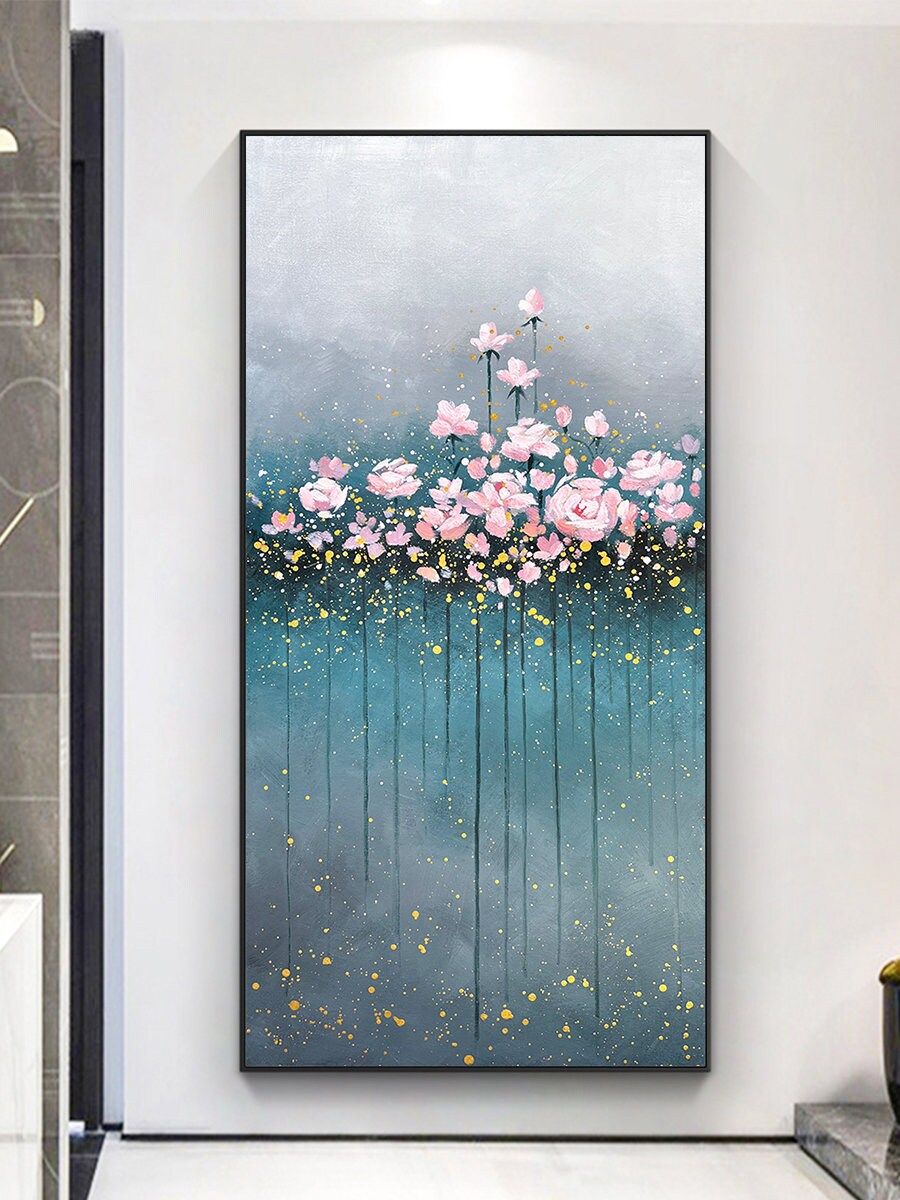 Flower Canvas Wall Art, Original Floral Painting on Canvas, Abstract Flower Acrylic Painting, Large Canvas Wall Art, Ready to…