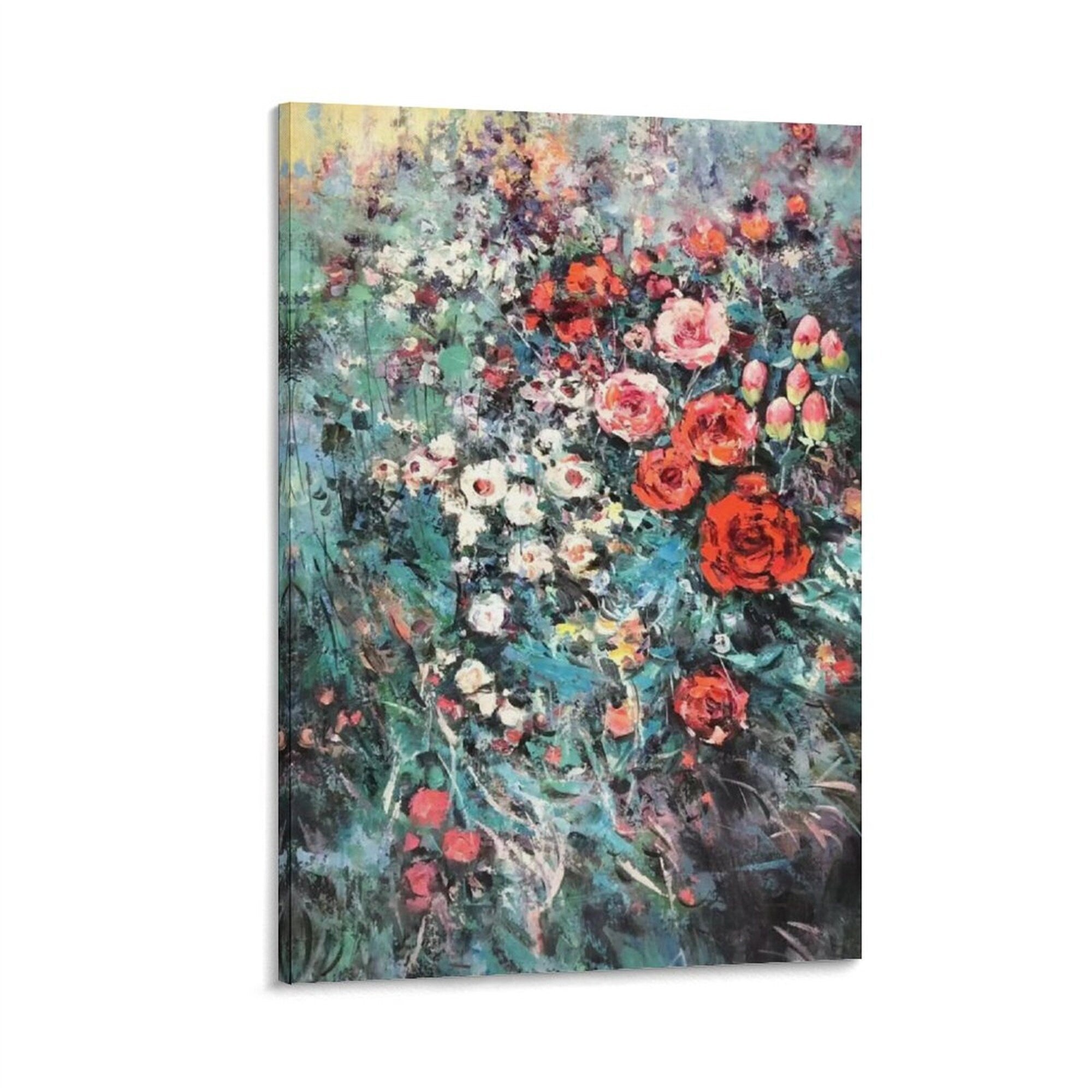 Art Realm | Exquisite Texture Flower Painting - Abstract Grey Flower Canvas Wall Art, Acrylic Painting Unique Home Decoration